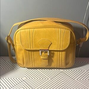 Yellow Faux Leather Crossbody Bag